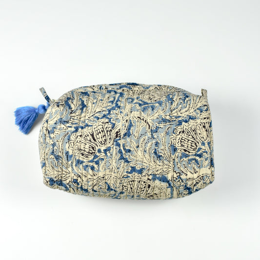 Blue Quilted Travel Pouch