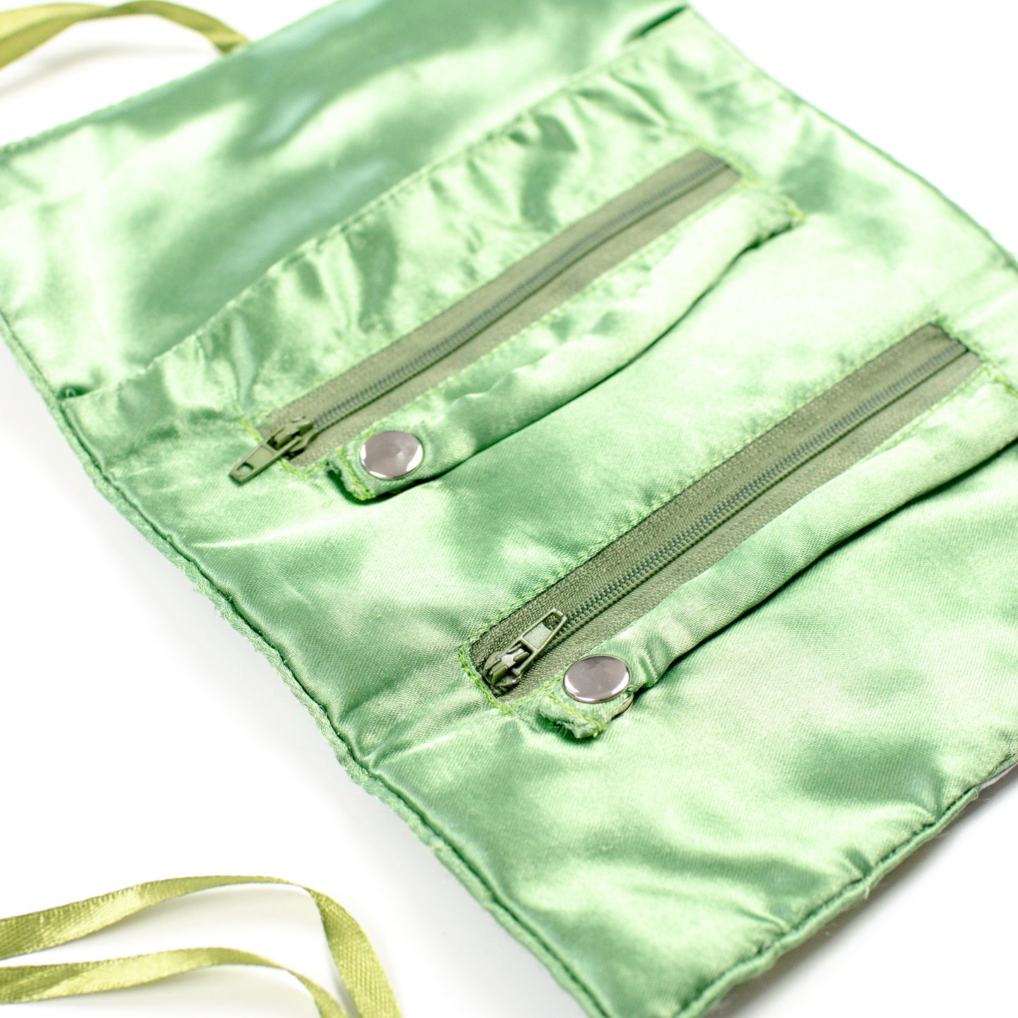 Block printed Green wrap-around cotton clutch