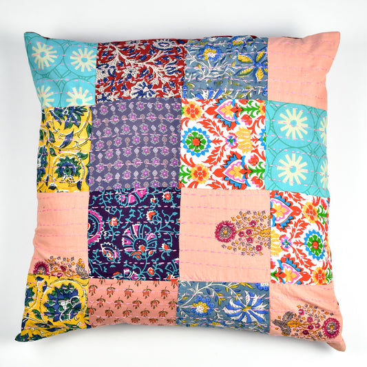 Kantha Patchwork Handwoven Recycled Cotton Cushion Cove