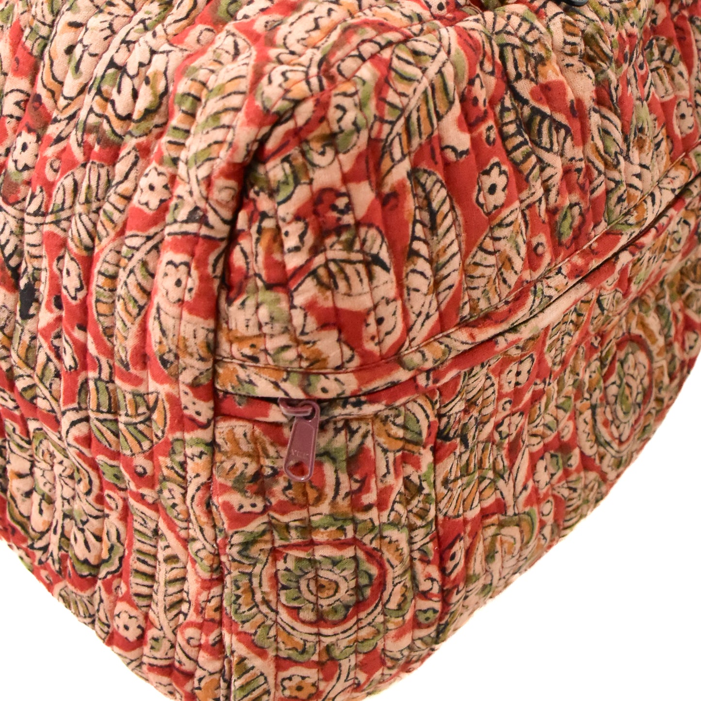 Mahogany Kalamkari Quilted Duffel Bag